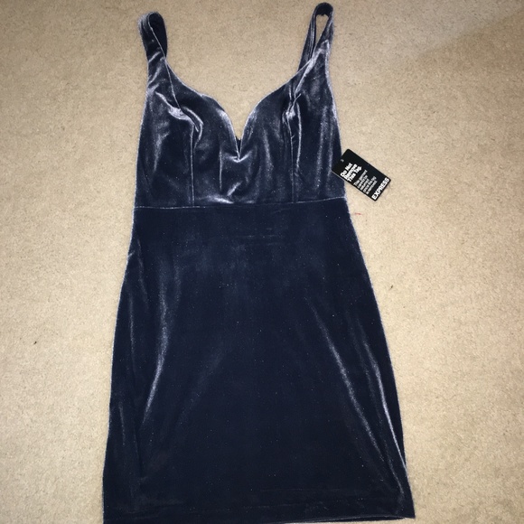 Express blue velvet dress Clearance